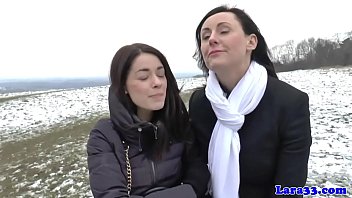 A Brunette Lady Kisses A Young Girl In The Pussy